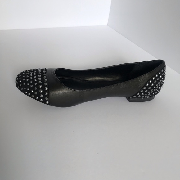 Arturo Chiang Black Leather with Grey Studs Flats - Picture 8 of 14